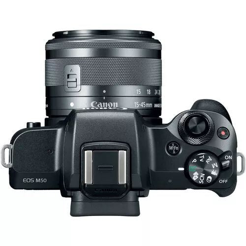Canon EOS M50 Mirrorless Digital Camera with 15-45mm EF-M IS STM Lens (Black) - abigailcamera 96056070