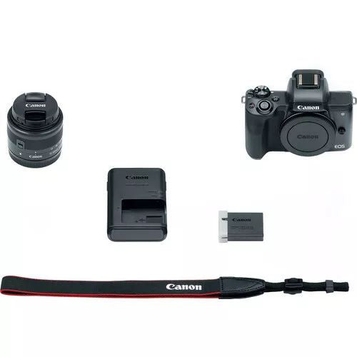 Canon EOS M50 Mirrorless Digital Camera with 15-45mm EF-M IS STM Lens (Black) - abigailcamera 93890291